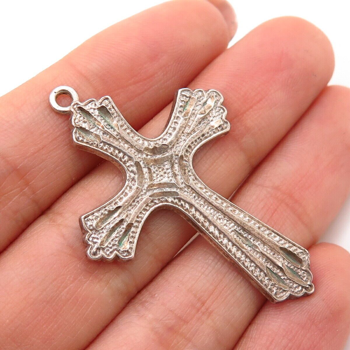 925 Sterling Silver Etched Cross Pendant