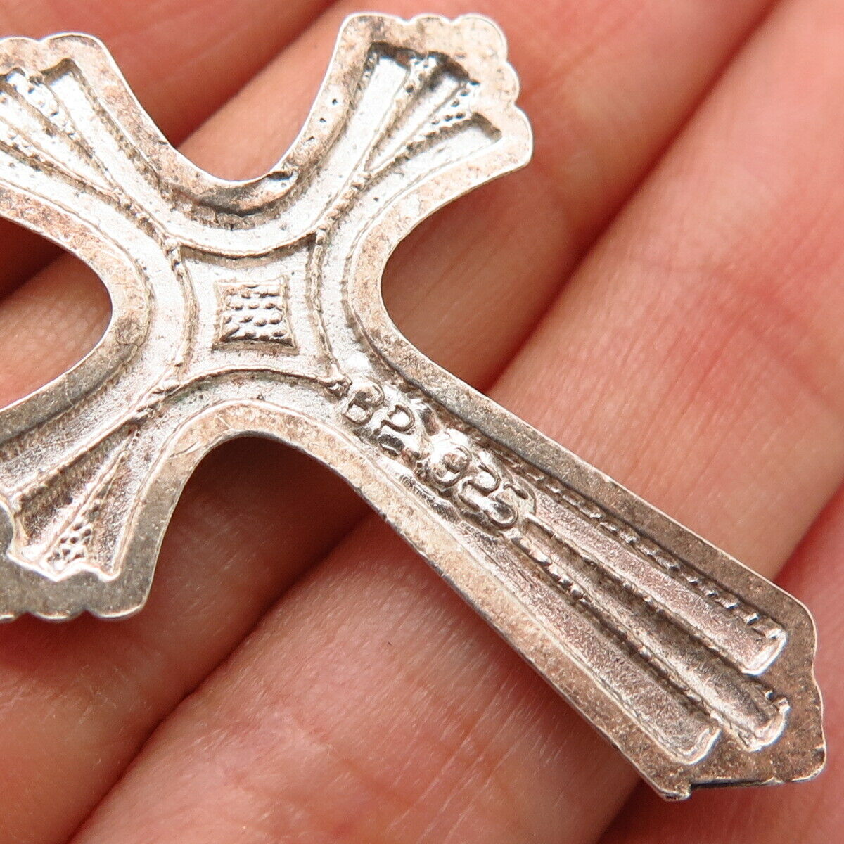 925 Sterling Silver Etched Cross Pendant