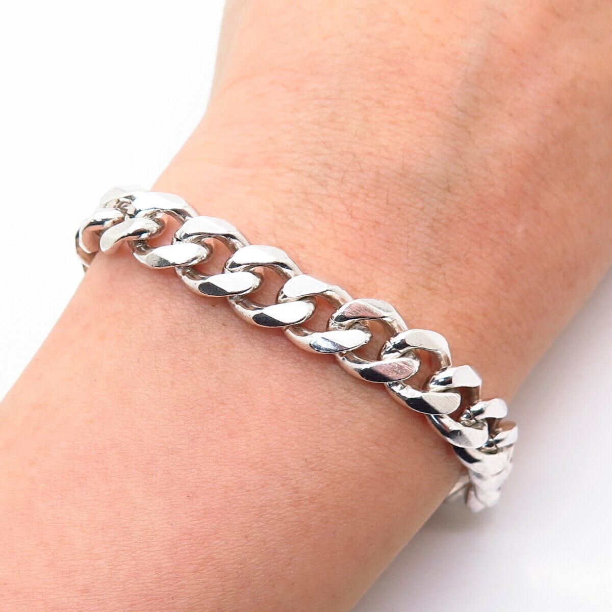 925 Sterling Silver Heavy Cuban Link Bracelet 7 3/4"