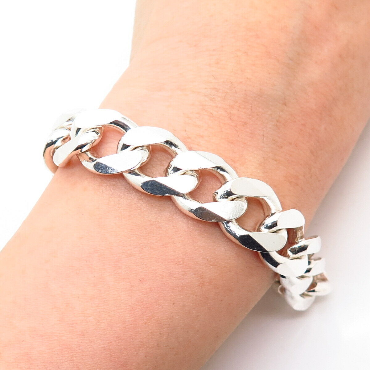 925 Sterling Silver Italy Heavy Thick Cuban Link Bracelet 8 3/4"