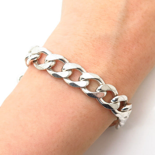 925 Sterling Silver Italy Cuban Link Bracelet 7 3/4"