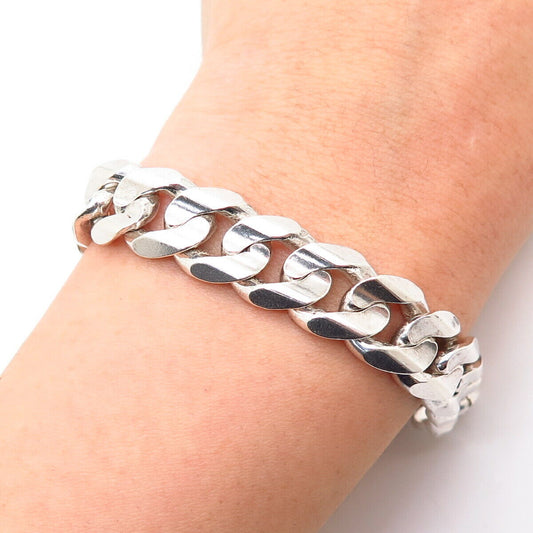 925 Sterling Silver Italy Thick Cuban Link Bracelet 7 3/4"