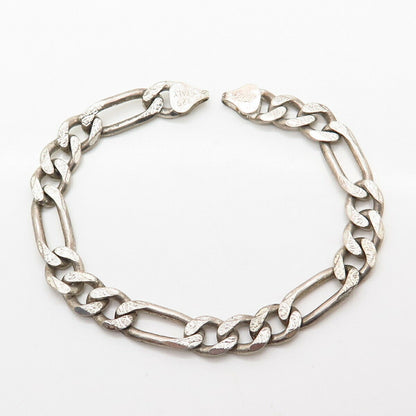 925 Sterling Silver Italy Figaro Link Bracelet 7"