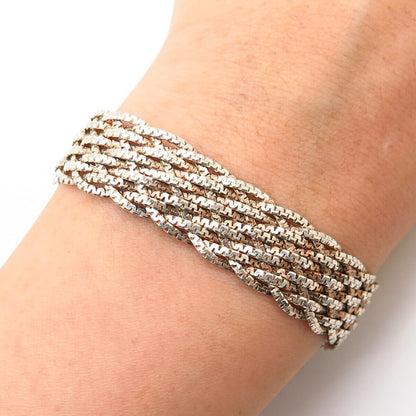 925 Sterling Silver Italy Woven Design Link Bracelet 6 3/4"