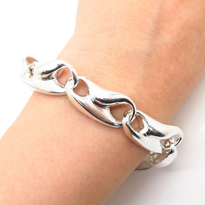 925 Sterling Silver Abstract Anchor Mariner Link Bracelet 6.5"