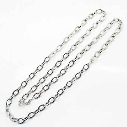 925 Sterling Silver Thick Long Oval Chain Necklace 36"