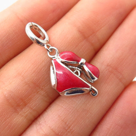 925 Sterling Silver Enamel Swimsuit Bikini Design Pendant