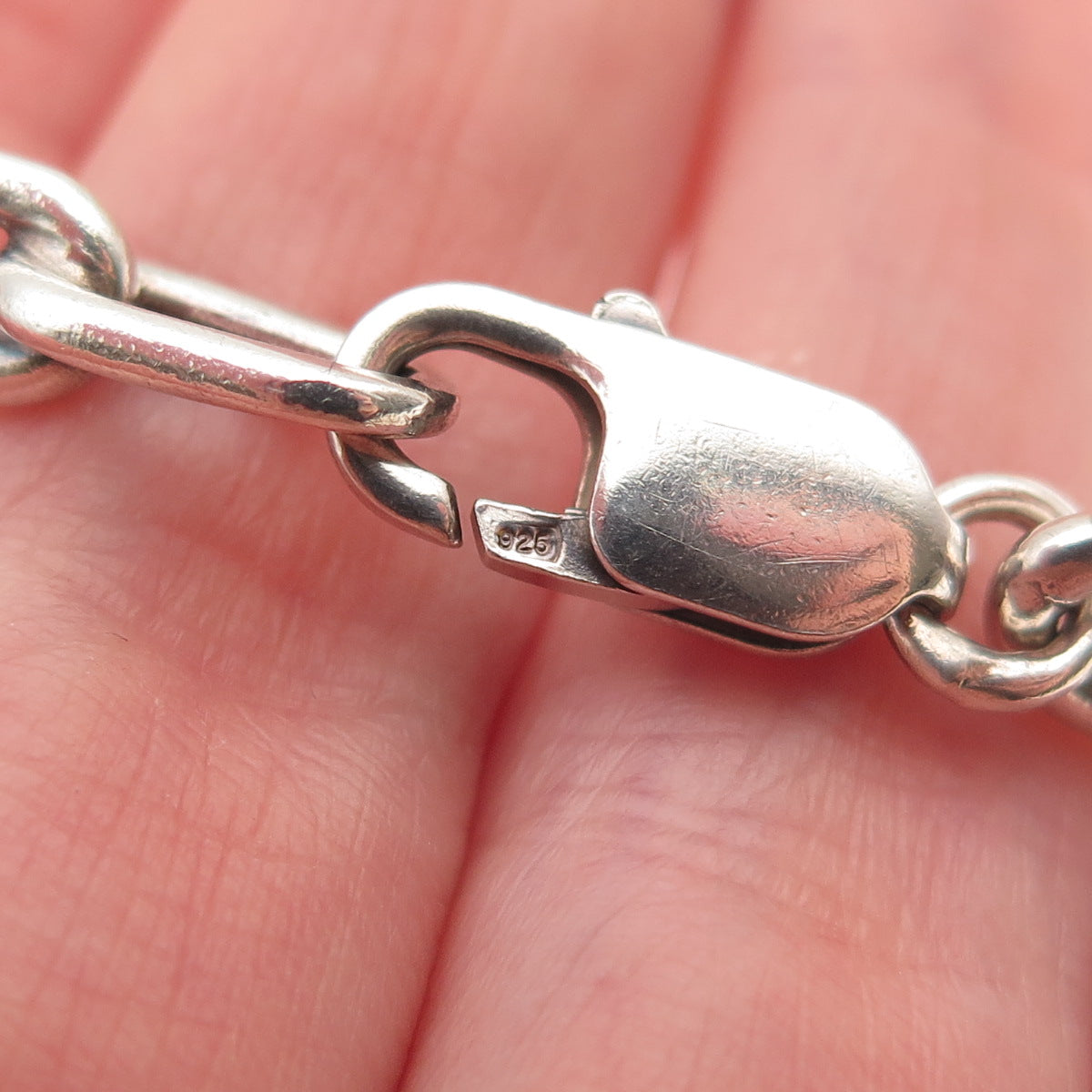925 Sterling Silver Vintage Paperclip Link Bracelet 6.5"