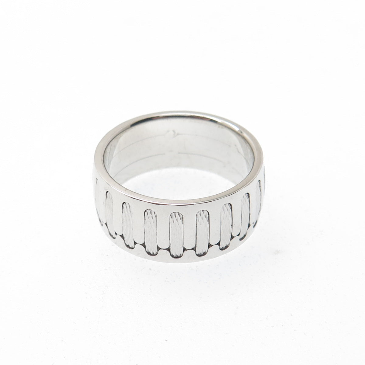 NEOS 925 Sterling Silver Textured Sewing Stitches Band Ring Size 8.75
