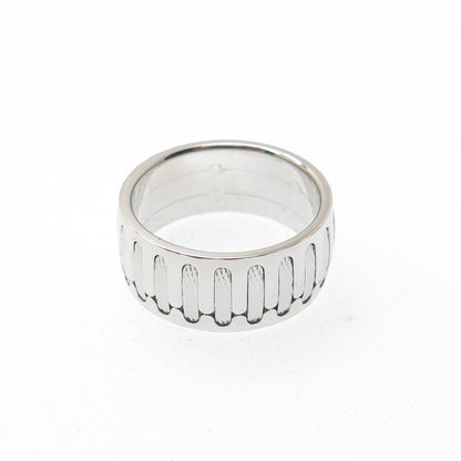 NEOS 925 Sterling Silver Textured Sewing Stitches Band Ring Size 8.75