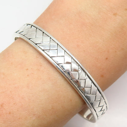 925 Sterling Silver Braided / Woven Design Cuff Bracelet 6.5"