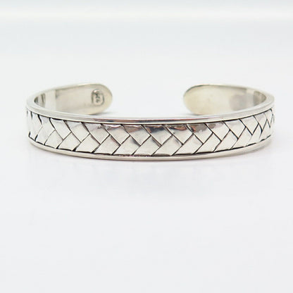 925 Sterling Silver Braided / Woven Design Cuff Bracelet 6.5"