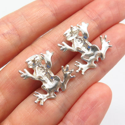 925 Sterling Silver Frog For Good Luck Design Earrings