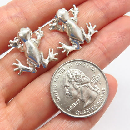 925 Sterling Silver Frog For Good Luck Design Earrings