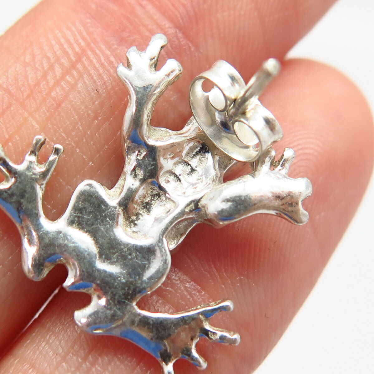 925 Sterling Silver Frog For Good Luck Design Earrings