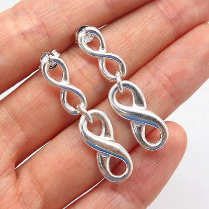 925 Sterling Silver Infinity Design Dangling Earrings