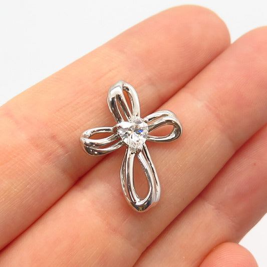 925 Sterling Silver C Z Cross Pendant