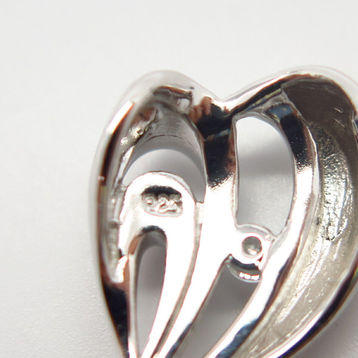 925 Sterling Silver C Z Textured Cutout Heart Design Slide Pendant