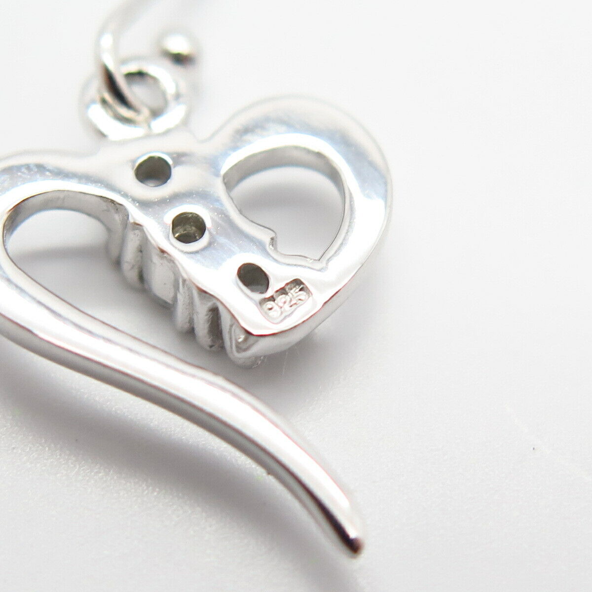 925 Sterling Silver C Z Heart Design Hoop Earrings