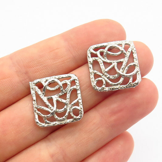 925 Sterling Silver Square Knot Design Earrings