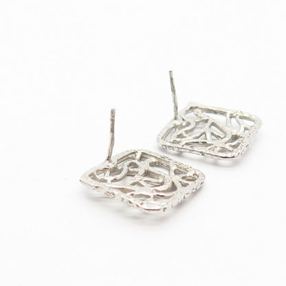 925 Sterling Silver Square Knot Design Earrings