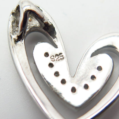 925 Sterling Silver C Z Heart Design Slide Pendant