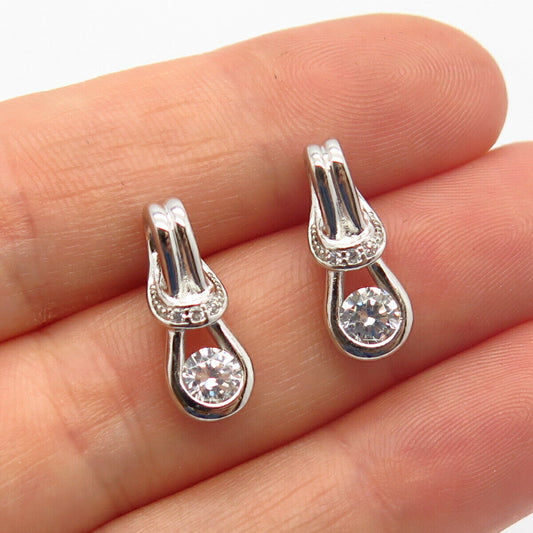 925 Sterling Silver C Z Loop Design Earrings