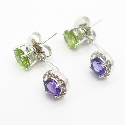 925 Sterling Silver Multi-Color C Z Earrings