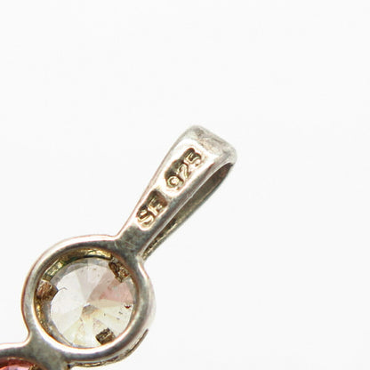 925 Sterling Silver White & Morganite-Tone C Z Articulated Human Pendant