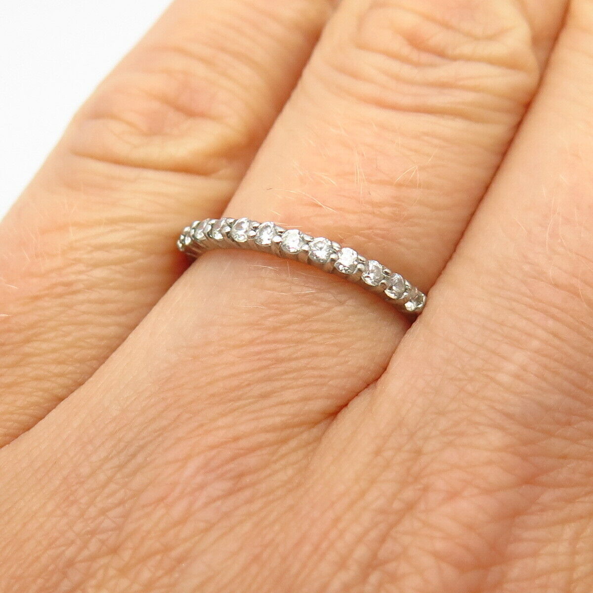 925 Sterling Silver C Z Thin Stackable Ring Size 6 3/4