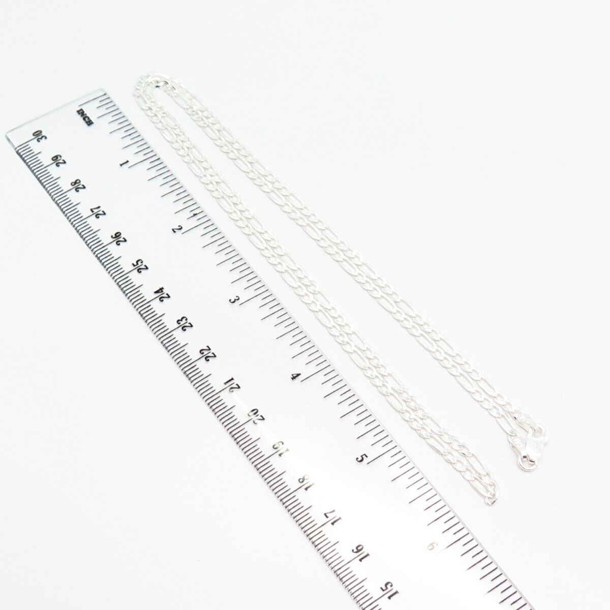 925 Sterling Silver Italy Figaro Chain Necklace 24"