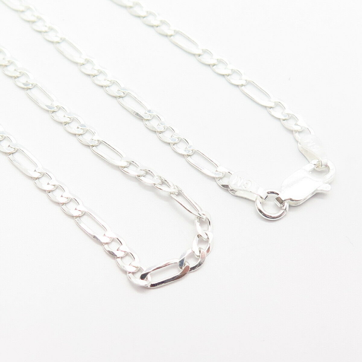 925 Sterling Silver Italy Figaro Chain Necklace 24"