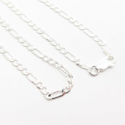 925 Sterling Silver Italy Figaro Chain Necklace 24"