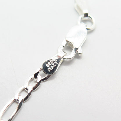 925 Sterling Silver Italy Figaro Chain Necklace 24"