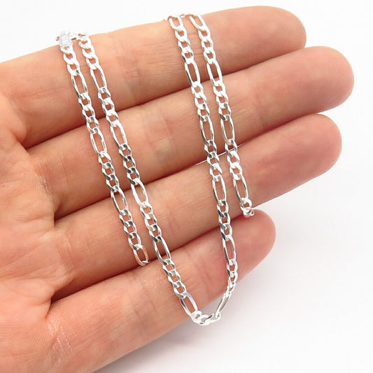 925 Sterling Silver Italy Figaro Chain Necklace 18"