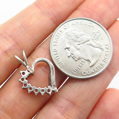 925 Sterling Silver C Z Open Heart Design Slide Pendant