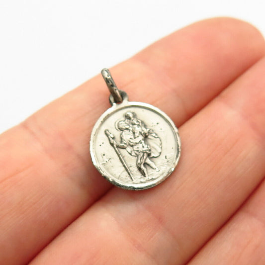 800 Silver Vintage St. Christopher & Pontifex Max Ioannes XXIII Charm Pendant