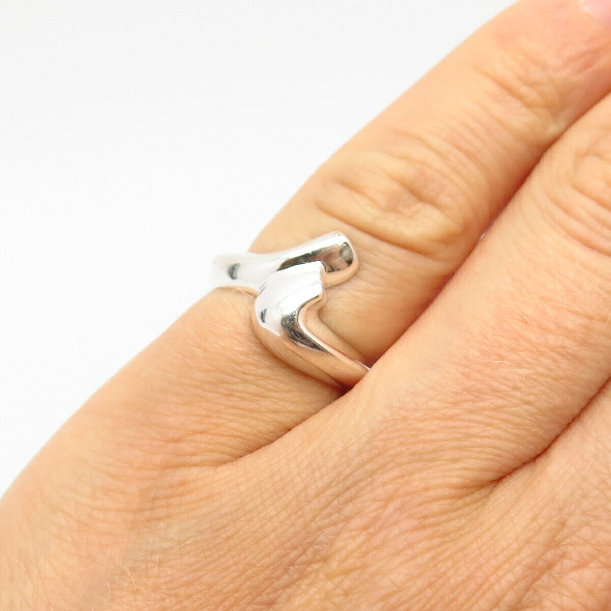 925 Sterling Silver Bypass Design Ring