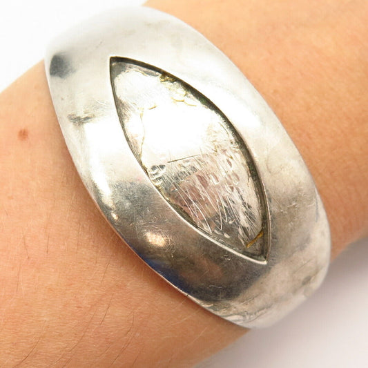 925 Sterling Silver Vintage Mexico Thick Hinged Bangle Bracelet 6.5"