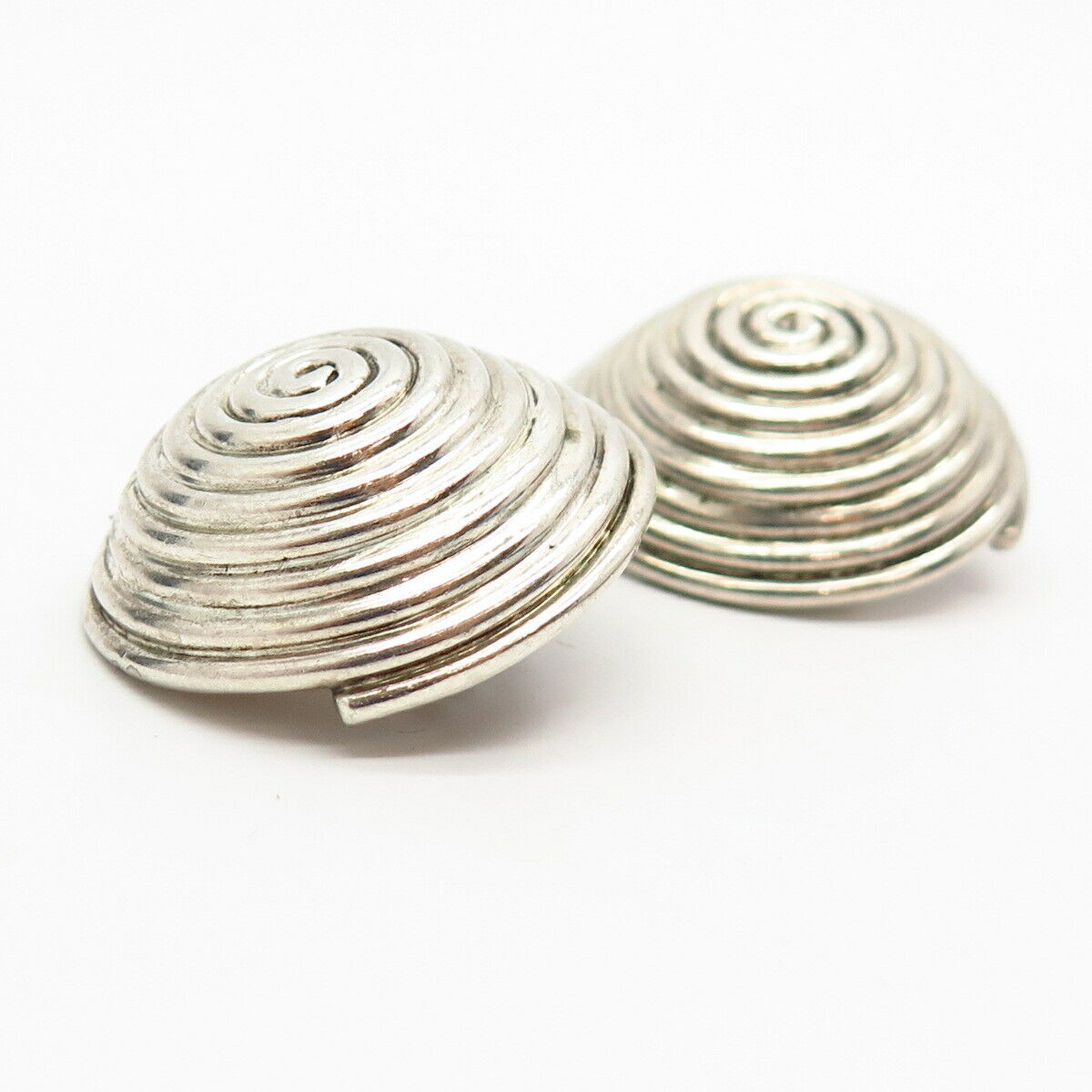 925 Sterling Silver Vintage Swirl Design Statement Domed Clip On Earrings