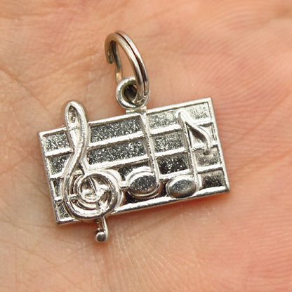 925 Sterling Silver Vintage Wells Treble Clef / Note Design Charm Pendant