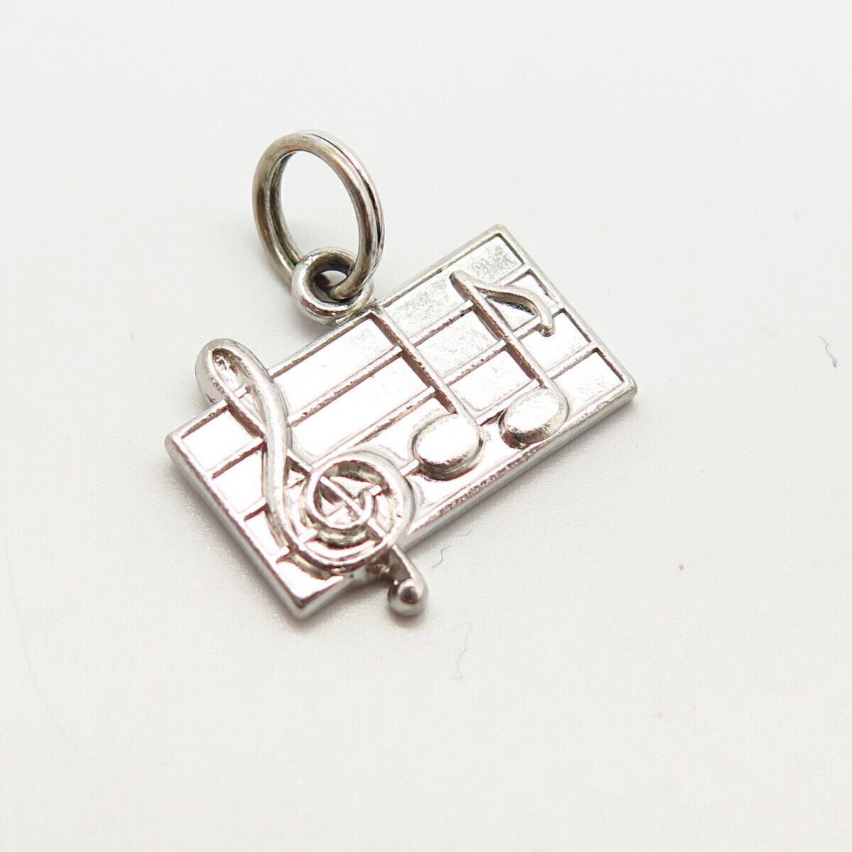 925 Sterling Silver Vintage Wells Treble Clef / Note Design Charm Pendant