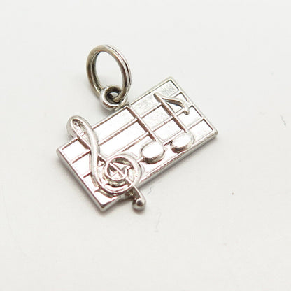 925 Sterling Silver Vintage Wells Treble Clef / Note Design Charm Pendant