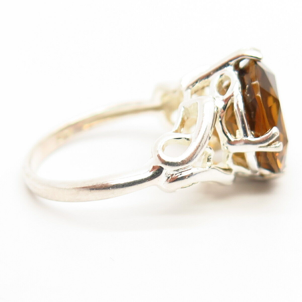 925 Sterling Silver Real Smoky Quartz Cocktail Ring