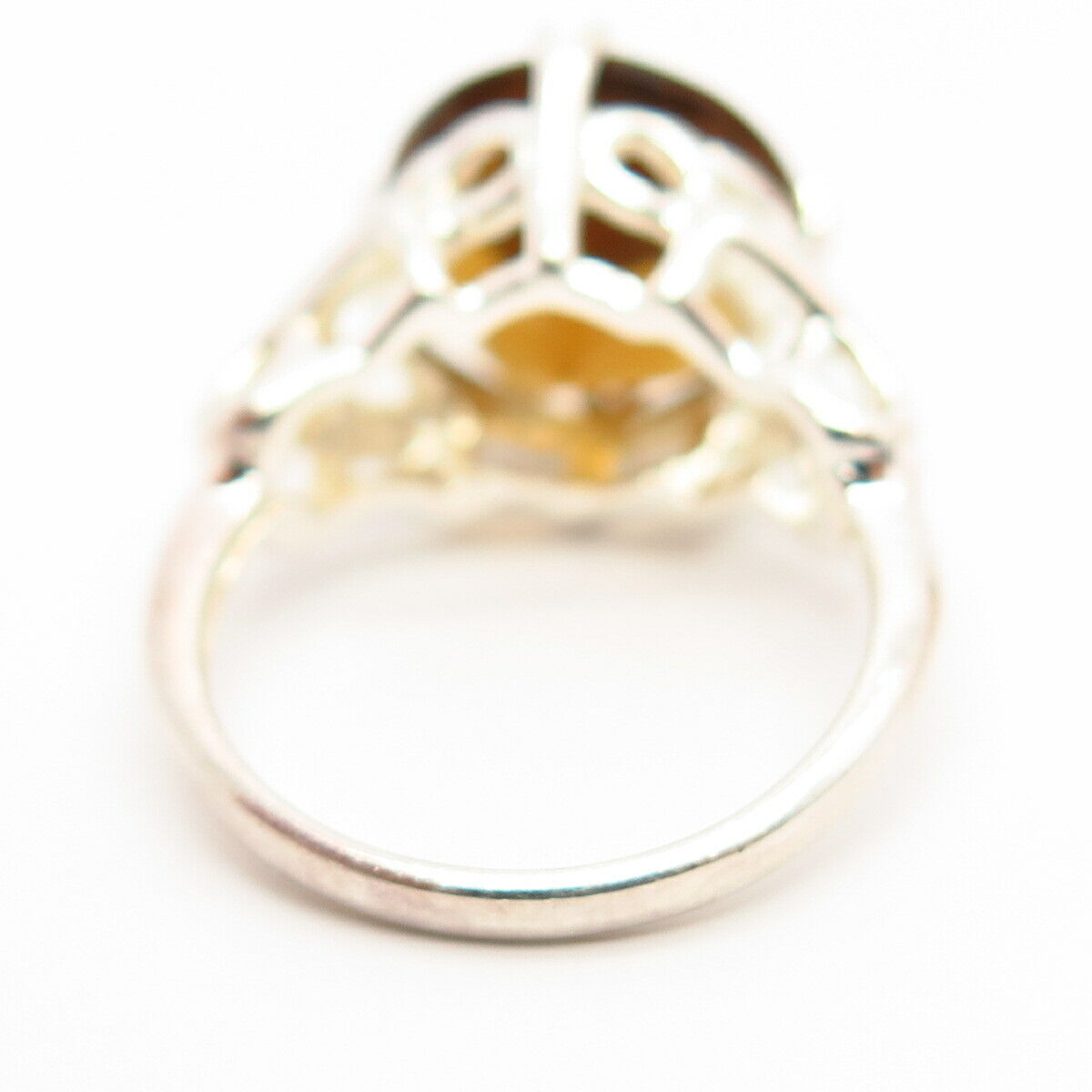 925 Sterling Silver Real Smoky Quartz Cocktail Ring