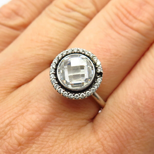 925 Sterling Silver Pandora C Z Cocktail Ring Size 7 1/4