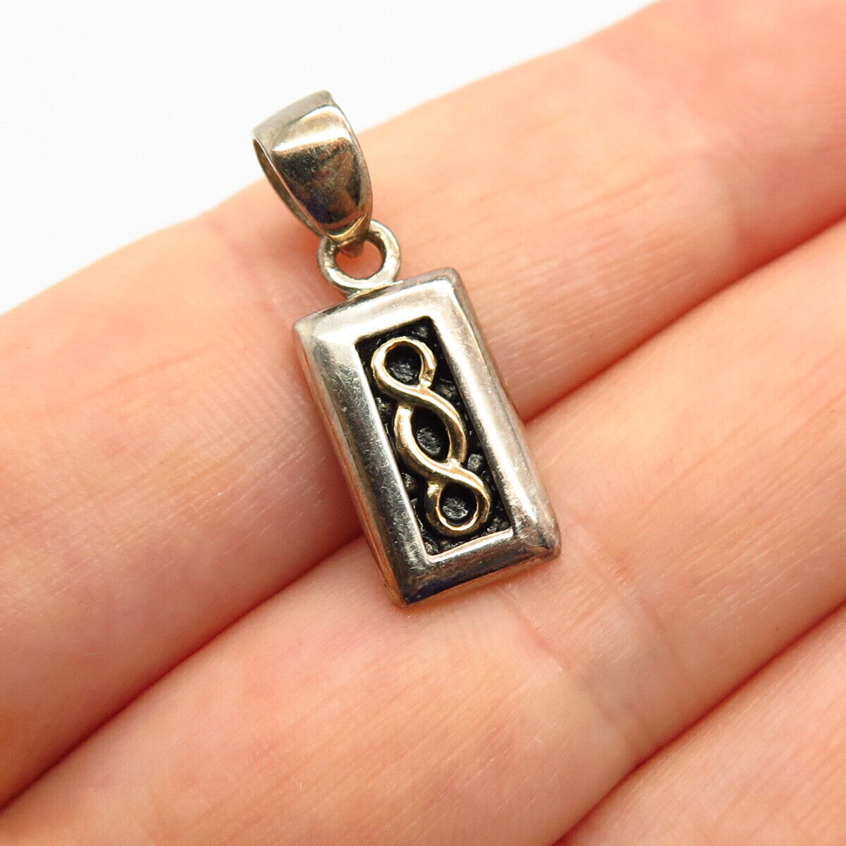 925 Sterling Silver 2-Tone Woven Design Pendant