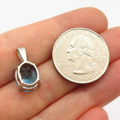 925 Sterling Silver Sky Blue Glass Slide Pendant