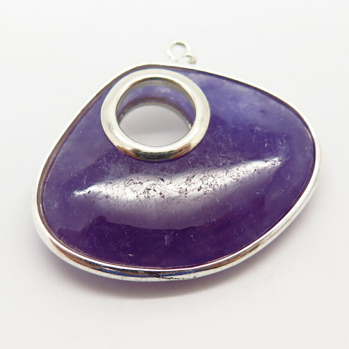 925 Sterling Silver Real Lavender Jade Gemstone Charm Pendant