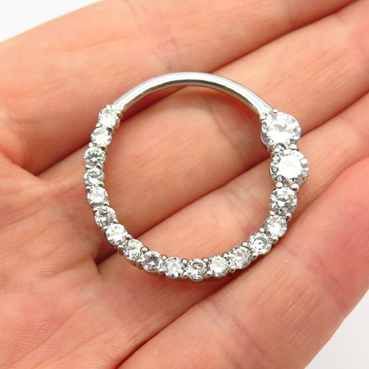 925 Sterling Silver C Z Graduated Design Circle Slide Pendant